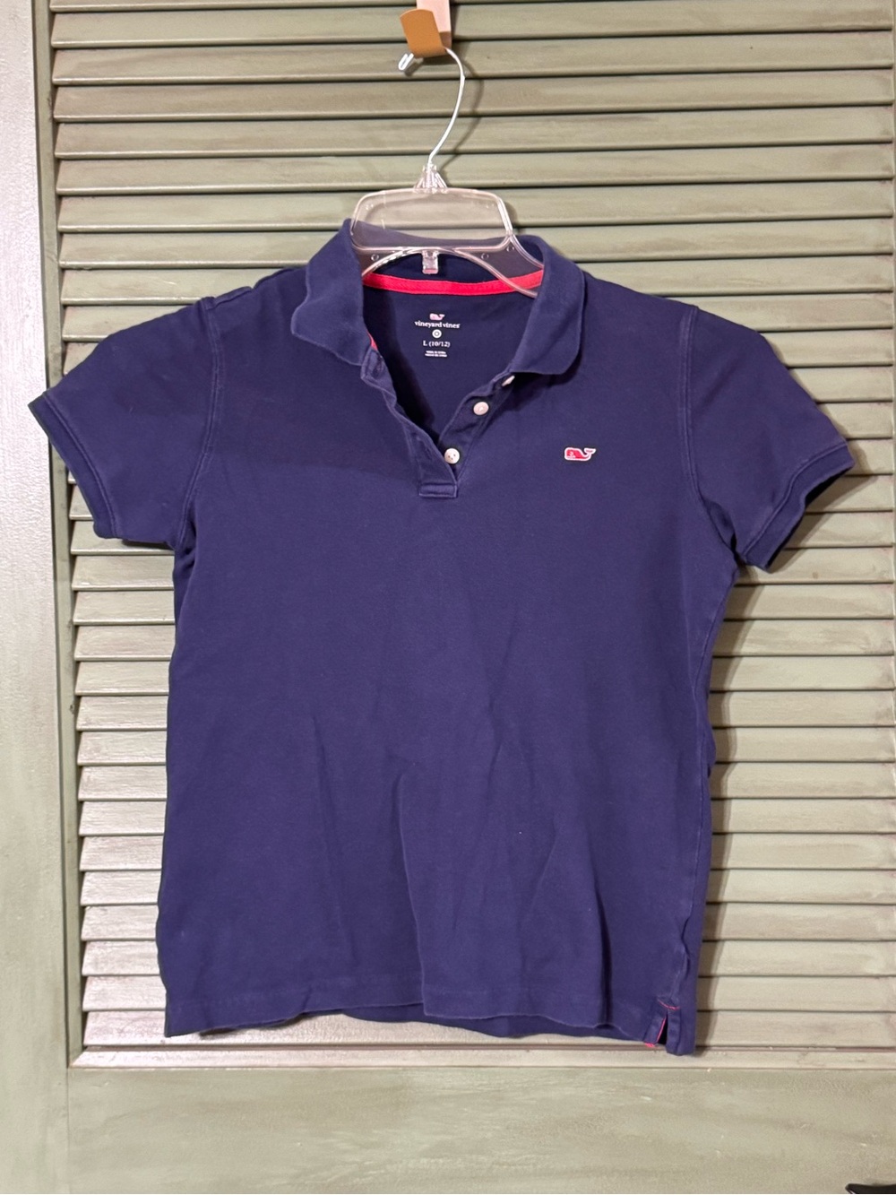Vineyard Vines Navy Polo with Pink Whale Emblem
